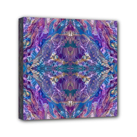 Cobalt Arabesque Mini Canvas 6  X 6  (stretched) by kaleidomarblingart