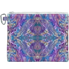 Cobalt Arabesque Canvas Cosmetic Bag (xxxl) by kaleidomarblingart