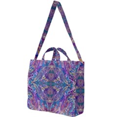 Cobalt Arabesque Square Shoulder Tote Bag by kaleidomarblingart