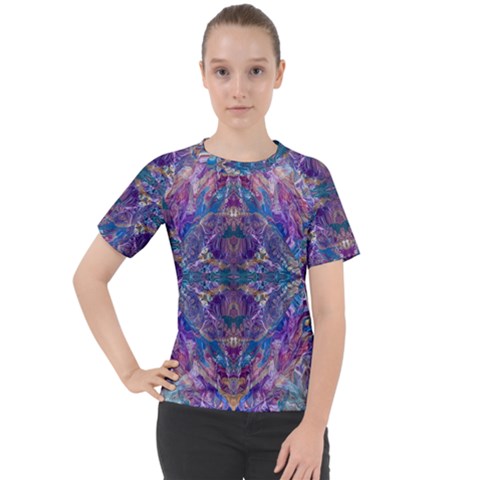 Cobalt Arabesque Women s Sport Raglan T-shirt by kaleidomarblingart