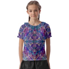 Cobalt Arabesque Kids  Frill Chiffon Blouse by kaleidomarblingart