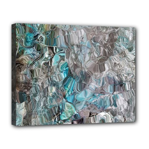 Mono Turquoise Blend Canvas 14  X 11  (stretched) by kaleidomarblingart