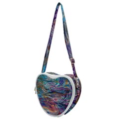 Abstarct Cobalt Waves Heart Shoulder Bag by kaleidomarblingart