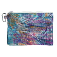 Abstarct Cobalt Waves Canvas Cosmetic Bag (xl) by kaleidomarblingart