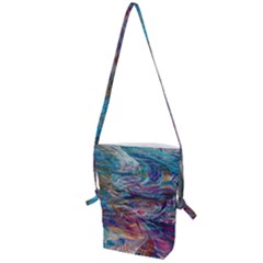 Abstarct Cobalt Waves Folding Shoulder Bag by kaleidomarblingart