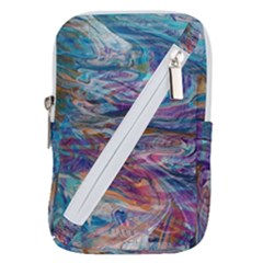 Abstarct Cobalt Waves Belt Pouch Bag (large) by kaleidomarblingart