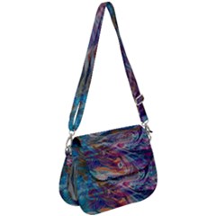 Abstarct Cobalt Waves Saddle Handbag by kaleidomarblingart