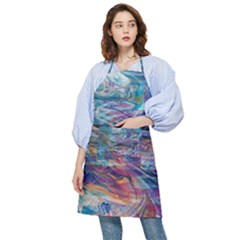 Abstarct Cobalt Waves Pocket Apron by kaleidomarblingart