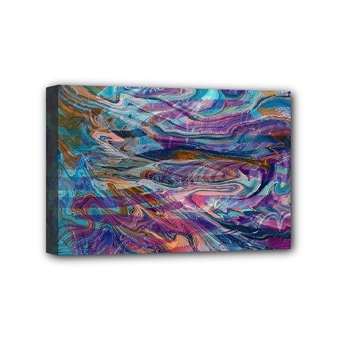 Abstarct Cobalt Waves Mini Canvas 6  X 4  (stretched) by kaleidomarblingart