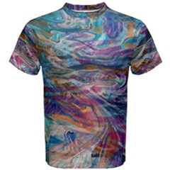 Abstarct Cobalt Waves Men s Cotton T-shirt by kaleidomarblingart