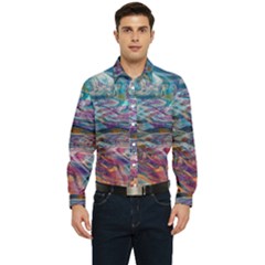 Abstarct Cobalt Waves Men s Long Sleeve  Shirt by kaleidomarblingart