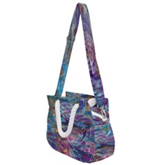 Abstarct Cobalt Waves Rope Handles Shoulder Strap Bag by kaleidomarblingart