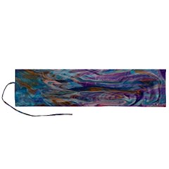 Abstarct Cobalt Waves Roll Up Canvas Pencil Holder (l) by kaleidomarblingart