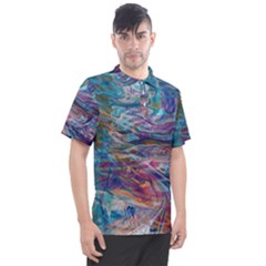 Abstarct Cobalt Waves Men s Polo T-shirt by kaleidomarblingart