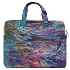 Abstarct Cobalt Waves Macbook Pro 13  Double Pocket Laptop Bag by kaleidomarblingart