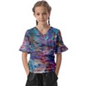 Abstarct cobalt waves Kids  V-Neck Horn Sleeve Blouse View1