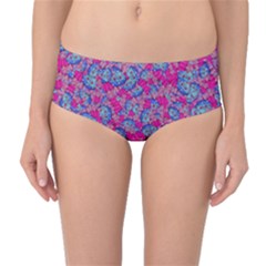 Colorful Cosutme Collage Motif Pattern Mid-waist Bikini Bottoms by dflcprintsclothing