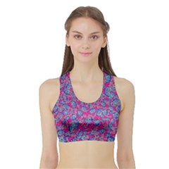 Colorful Cosutme Collage Motif Pattern Sports Bra With Border by dflcprintsclothing