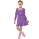 Colorful cosutme collage motif pattern Kids  Long Sleeve Velvet Dress View1