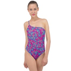 Colorful Cosutme Collage Motif Pattern Classic One Shoulder Swimsuit by dflcprintsclothing