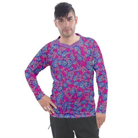 Colorful Cosutme Collage Motif Pattern Men s Pique Long Sleeve T-shirt by dflcprintsclothing