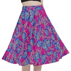 Colorful Cosutme Collage Motif Pattern A-line Full Circle Midi Skirt With Pocket by dflcprintsclothing