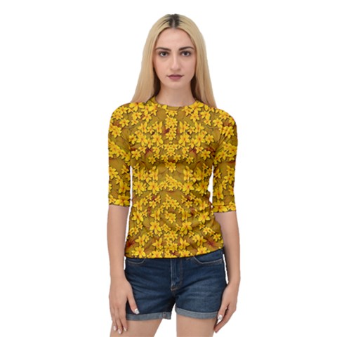 Blooming Flowers Of Lotus Paradise Quarter Sleeve Raglan T-shirt by pepitasart