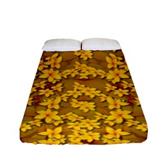 Blooming Flowers Of Lotus Paradise Fitted Sheet (full/ Double Size) by pepitasart