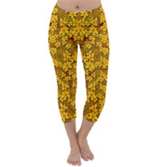 Blooming Flowers Of Lotus Paradise Capri Winter Leggings 