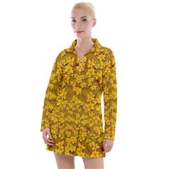 Blooming Flowers Of Lotus Paradise Women s Long Sleeve Casual Dress by pepitasart