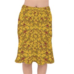 Blooming Flowers Of Lotus Paradise Short Mermaid Skirt by pepitasart