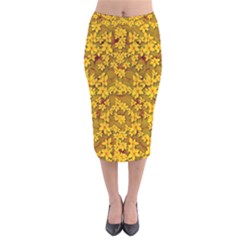 Blooming Flowers Of Lotus Paradise Velvet Midi Pencil Skirt by pepitasart