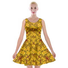 Blooming Flowers Of Lotus Paradise Velvet Skater Dress