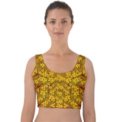 Blooming Flowers Of Lotus Paradise Velvet Crop Top by pepitasart