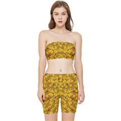 Blooming Flowers Of Lotus Paradise Stretch Shorts And Tube Top Set by pepitasart