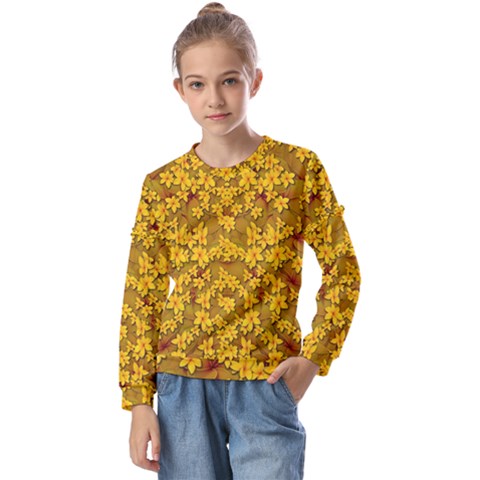 Blooming Flowers Of Lotus Paradise Kids  Long Sleeve T-shirt With Frill  by pepitasart