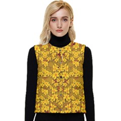 Blooming Flowers Of Lotus Paradise Women s Button Up Puffer Vest