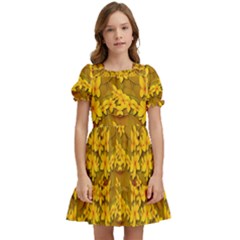 Blooming Flowers Of Lotus Paradise Kids  Puff Sleeved Dress by pepitasart