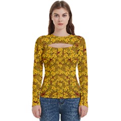 Blooming Flowers Of Lotus Paradise Women s Cut Out Long Sleeve T-shirt