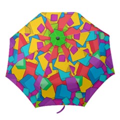 Abstract Cube Colorful  3d Square Pattern Folding Umbrellas by Cemarart