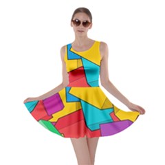 Abstract Cube Colorful  3d Square Pattern Skater Dress by Cemarart