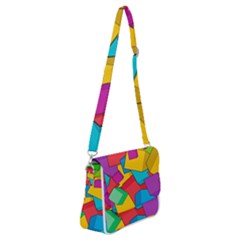 Abstract Cube Colorful  3d Square Pattern Shoulder Bag With Back Zipper by Cemarart