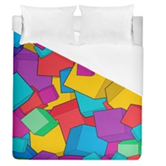 Abstract Cube Colorful  3d Square Pattern Duvet Cover (queen Size) by Cemarart