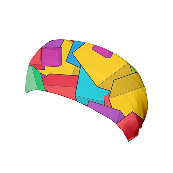 Abstract Cube Colorful  3d Square Pattern Yoga Headband