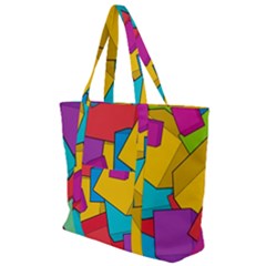 Abstract Cube Colorful  3d Square Pattern Zip Up Canvas Bag by Cemarart