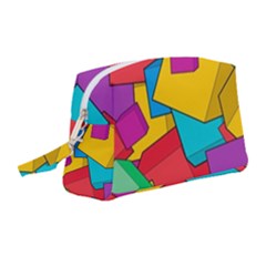 Abstract Cube Colorful  3d Square Pattern Wristlet Pouch Bag (medium) by Cemarart