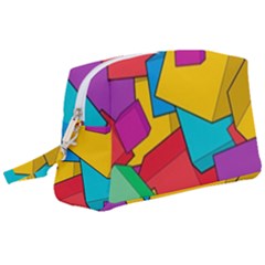 Abstract Cube Colorful  3d Square Pattern Wristlet Pouch Bag (large) by Cemarart