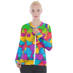 Abstract Cube Colorful  3d Square Pattern Casual Zip Up Jacket by Cemarart