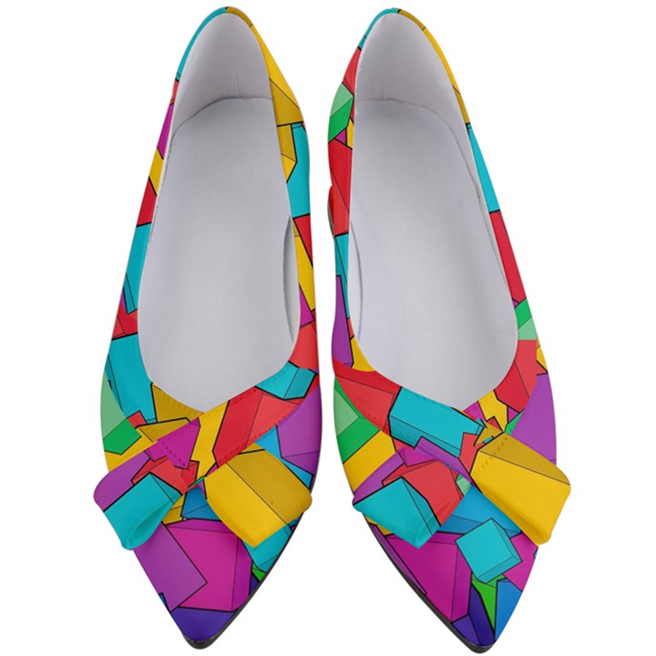 Abstract Cube Colorful  3d Square Pattern Women s Bow Heels