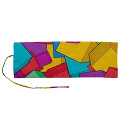 Abstract Cube Colorful  3d Square Pattern Roll Up Canvas Pencil Holder (m) by Cemarart